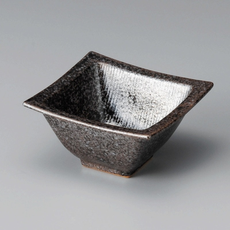 金正陶器 黒釉千段角小鉢 1個(ご注文単位1個)【直送品】