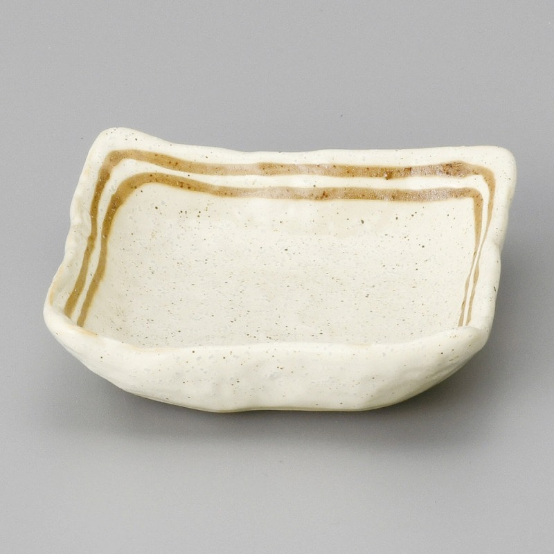 金正陶器 クリーム粉引ライン角小鉢 1個(ご注文単位1個)【直送品】