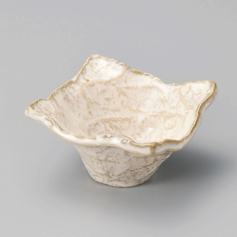 金正陶器 萩粉引波四角小鉢 1個(ご注文単位1個)【直送品】