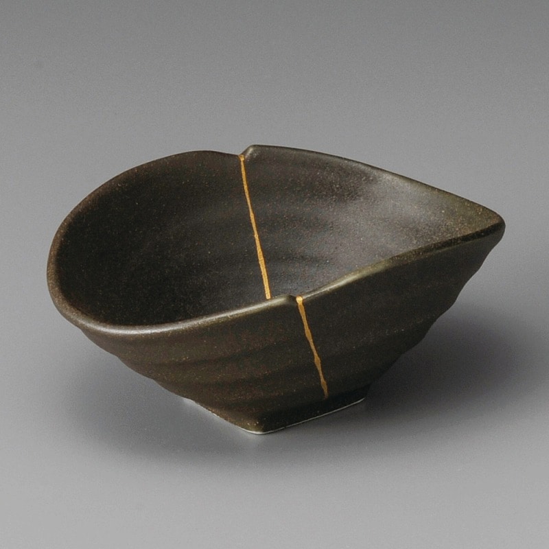 金正陶器 黒伊賀金線変型小鉢 1個(ご注文単位1個)【直送品】