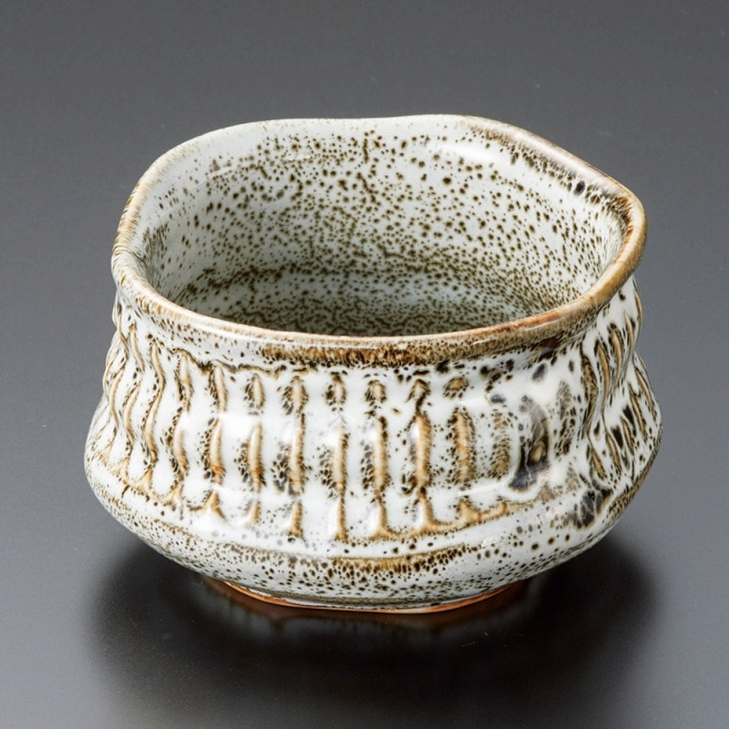 金正陶器 白柚子手捻り鎬小鉢 1個(ご注文単位1個)【直送品】