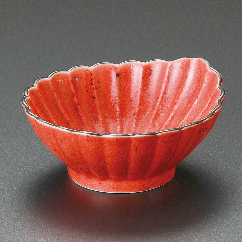 金正陶器 レッド黒渕菊型小鉢 1個(ご注文単位1個)【直送品】