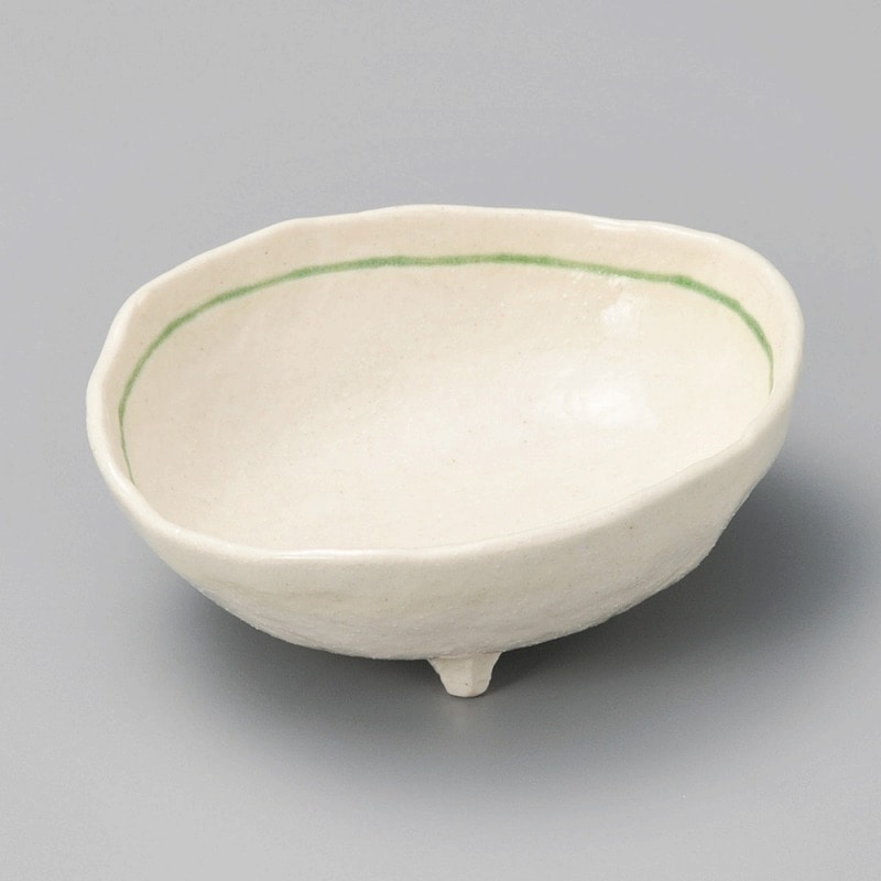 金正陶器 志野ﾗｲﾝ三ﾂ足楕円小鉢 1個（ご注文単位1個）【直送品】