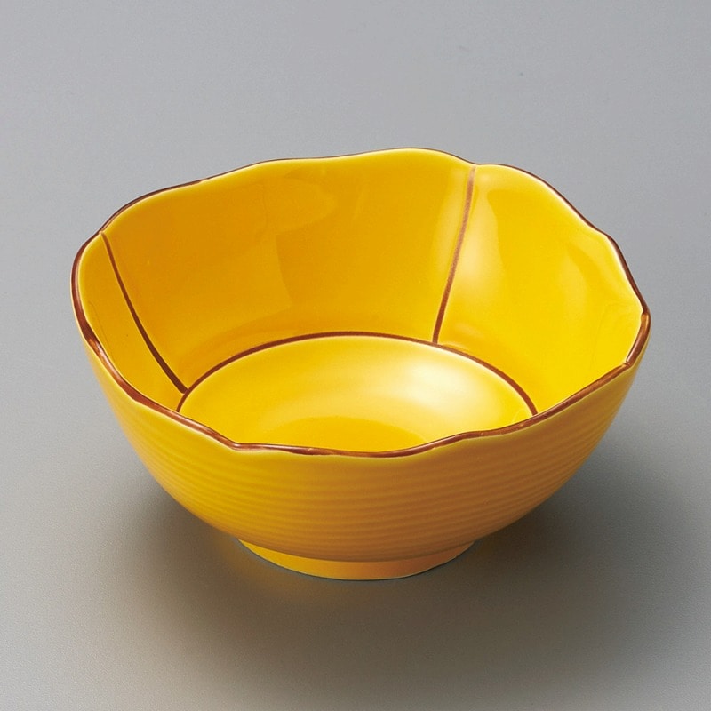 金正陶器 黄釉間取なで角小鉢 1個(ご注文単位1個)【直送品】