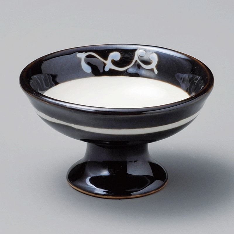 金正陶器 黒釉唐草高台小鉢 1個(ご注文単位1個)【直送品】