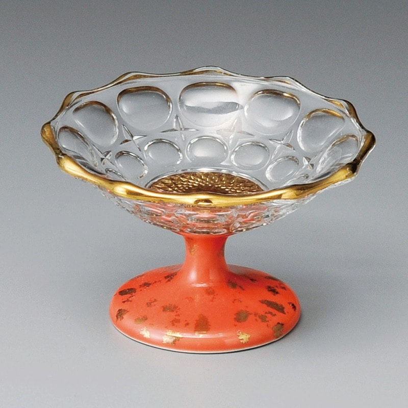 金正陶器 ガラス高台4.0鉢(ピンク) 1個(ご注文単位1個)【直送品】