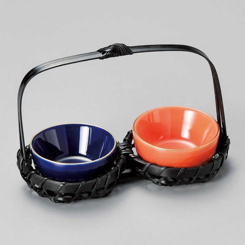 金正陶器 染竹ミニ篭のみ(二連) 1個(ご注文単位1個)【直送品】