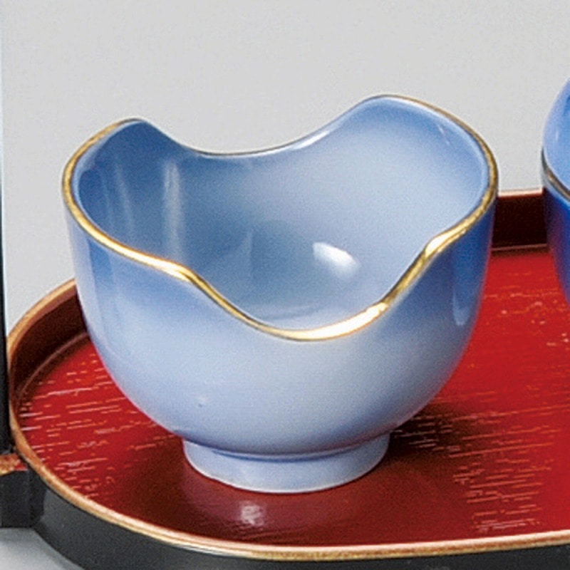 金正陶器 濃コバルト両切珍味(金付) 1個(ご注文単位1個)【直送品】