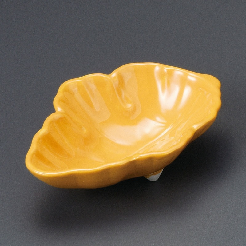 金正陶器 黄交趾葉形千代口 1個(ご注文単位1個)【直送品】