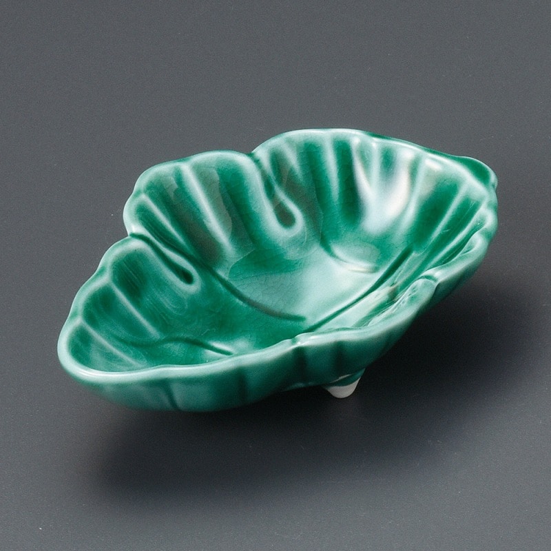 金正陶器 緑交趾葉形千代口 1個(ご注文単位1個)【直送品】