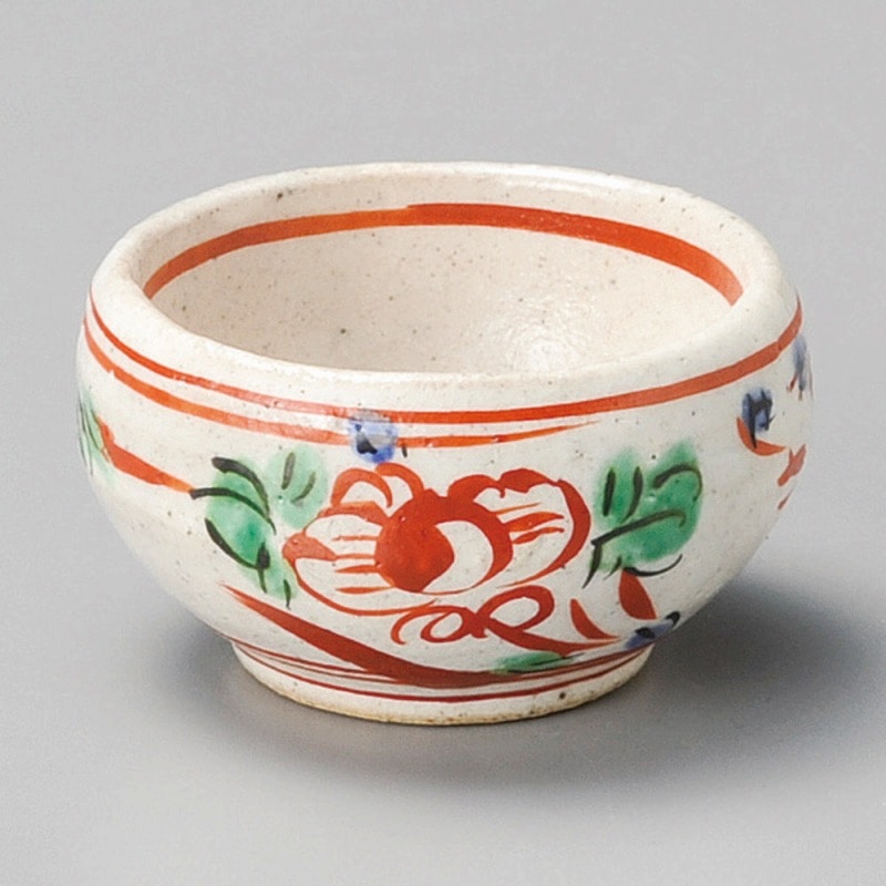 金正陶器 粉引赤絵花鳥魁字丸珍味 1個(ご注文単位1個)【直送品】