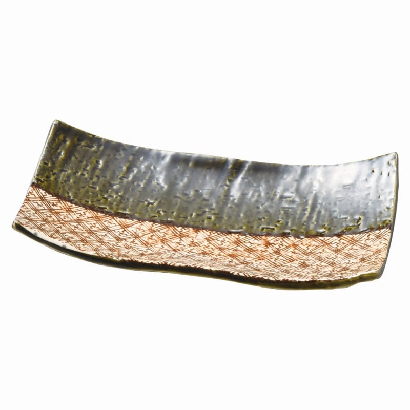 金正陶器 格子織部 浜付焼物皿 1個(ご注文単位1個)【直送品】