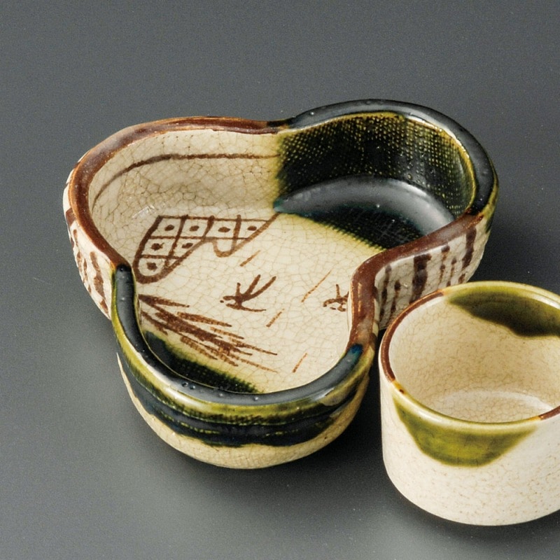 金正陶器 織部松型鉢(手造り) 1個(ご注文単位1個)【直送品】