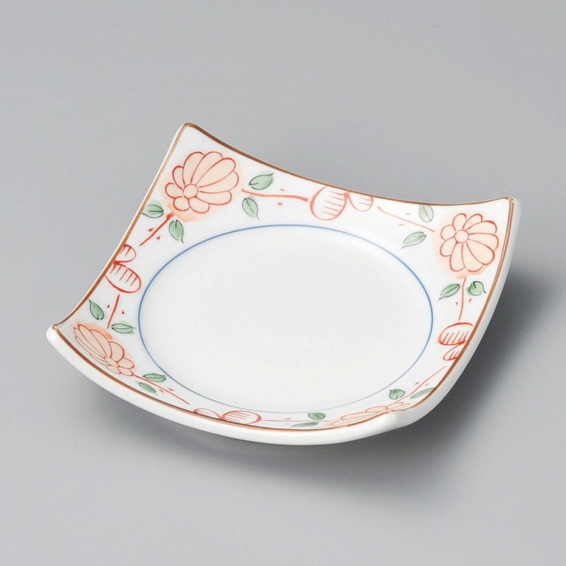 金正陶器 赤絵花唐草松花堂角皿 1個（ご注文単位1個）【直送品】