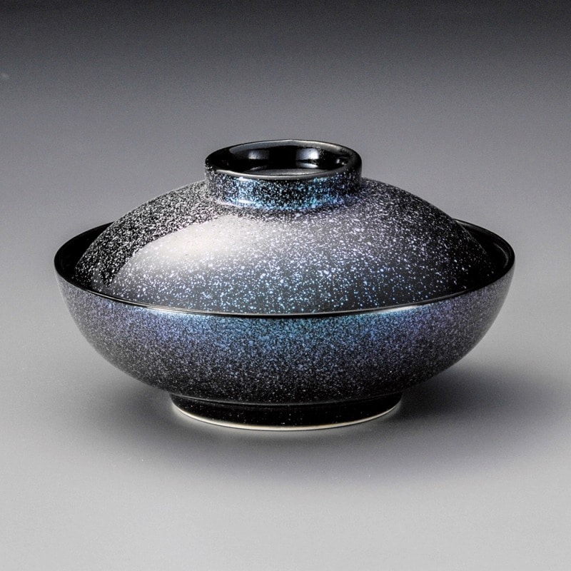 金正陶器 ブルー吹平蓋向(内白) 1個(ご注文単位1個)【直送品】