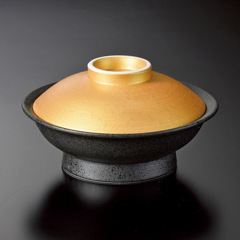 金正陶器 金彩黒油滴平蓋向 1個（ご注文単位1個）【直送品】