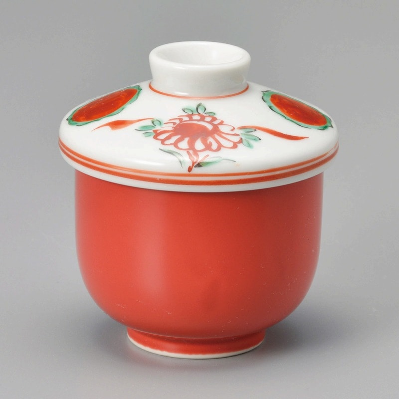 金正陶器 赤釉赤絵花鳥むし碗 1個（ご注文単位1個）【直送品】