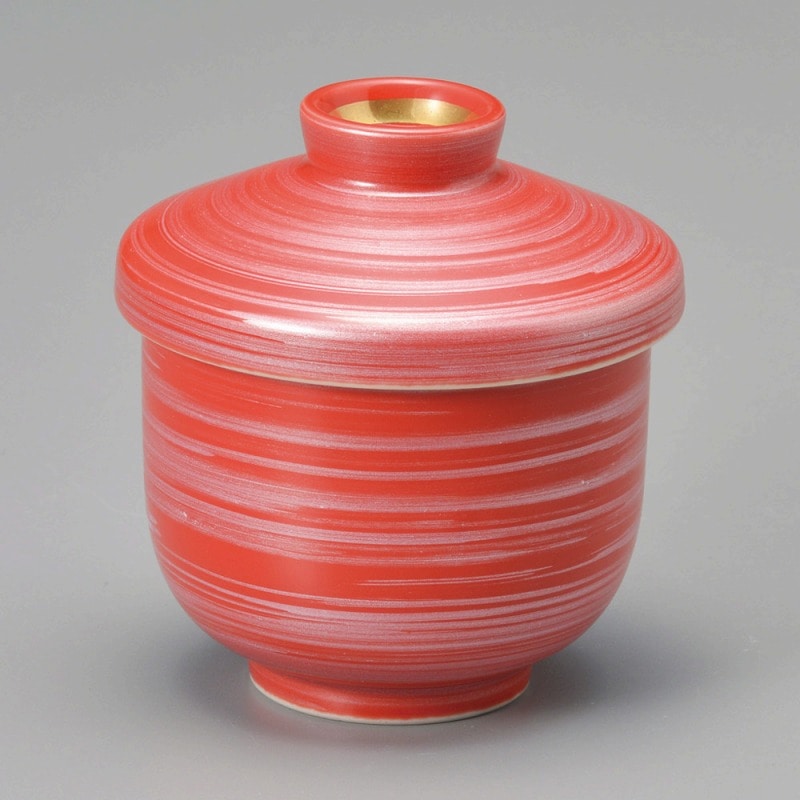 金正陶器 赤釉銀彩刷毛小むし碗 1個（ご注文単位1個）【直送品】