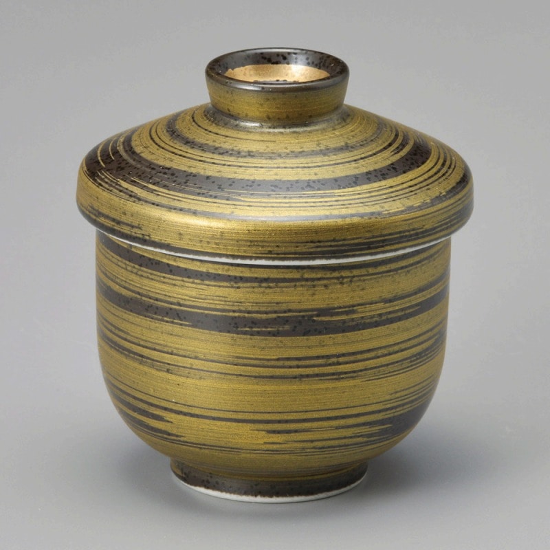 金正陶器 黒結晶金彩刷毛むし碗 1個（ご注文単位1個）【直送品】