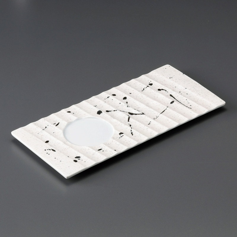 金正陶器 黒飛ばしﾗｽﾀｰ青磁長角前菜皿 1個（ご注文単位1個）【直送品】