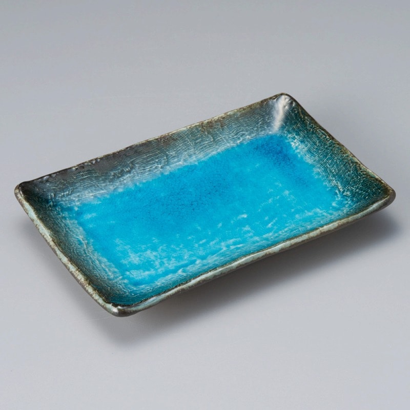 金正陶器 藍染ｽｶｲ角焼物皿 1個（ご注文単位1個）【直送品】