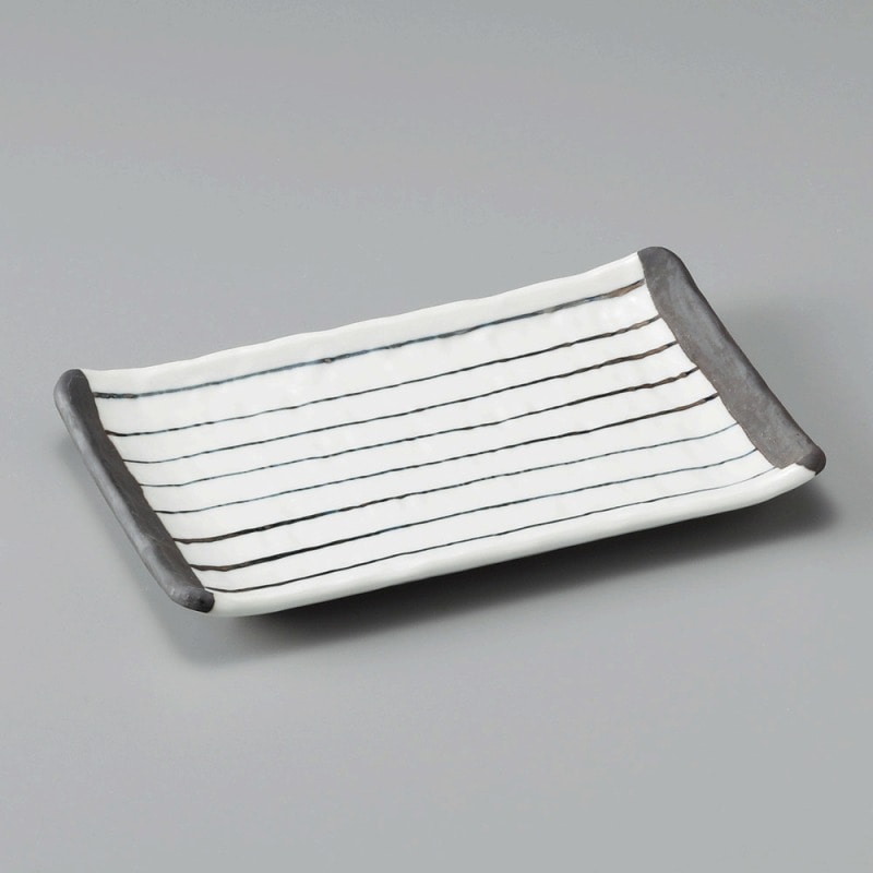 金正陶器 いぶし渕黒十草7.0焼物皿 1個(ご注文単位1個)【直送品】