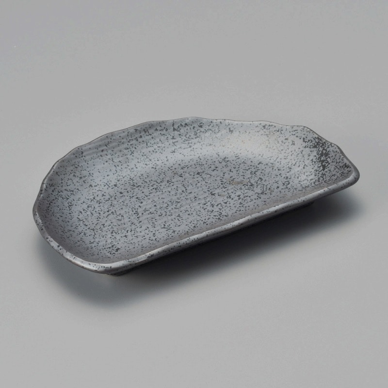金正陶器 黒結晶半月皿 1個（ご注文単位1個）【直送品】