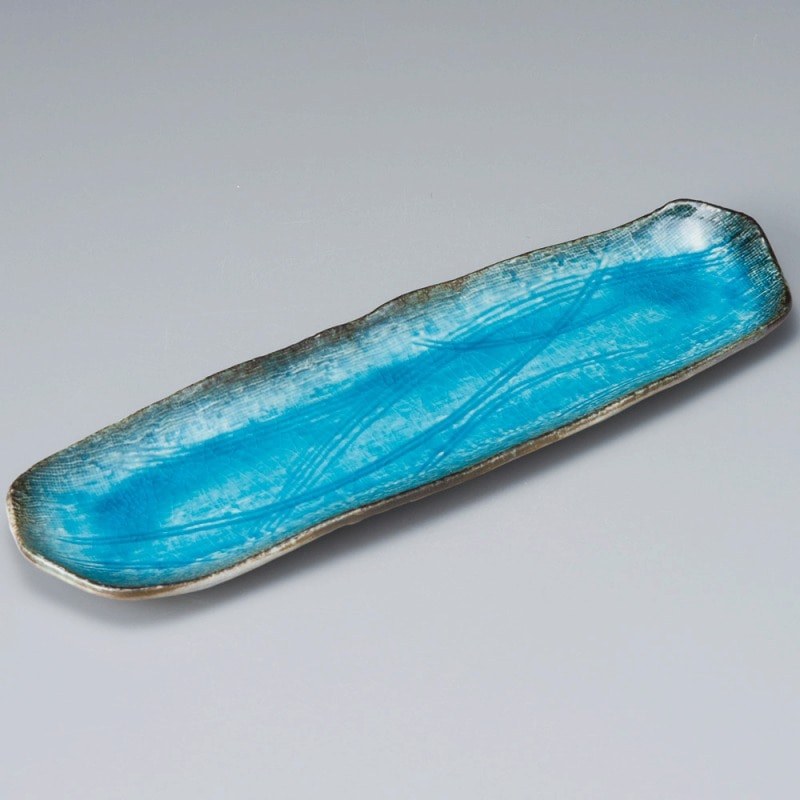 金正陶器 均窯スカイ櫛目長皿 1個(ご注文単位1個)【直送品】