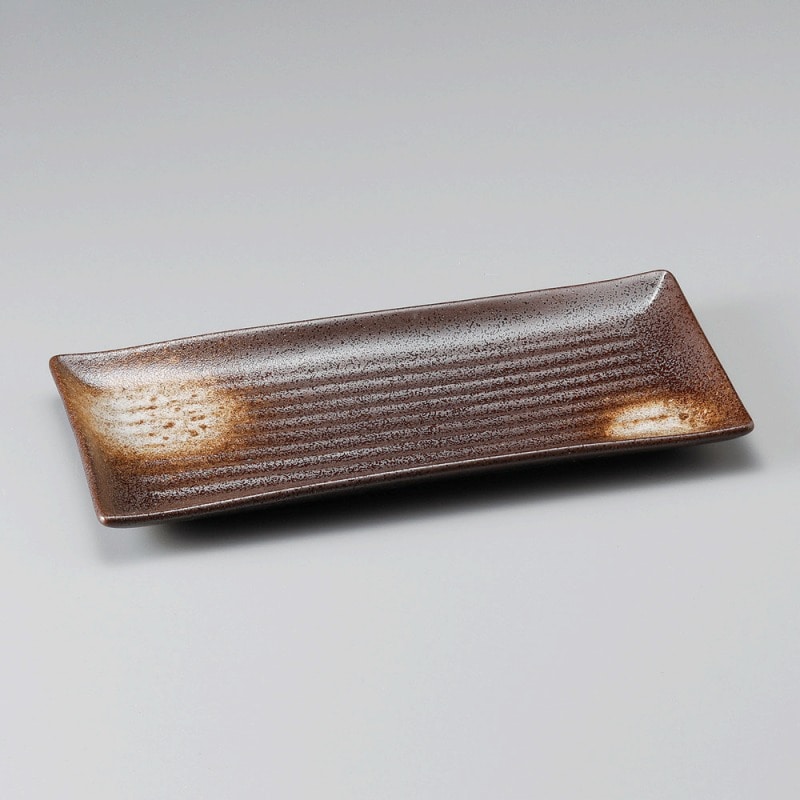 金正陶器 チョコ水晶浜付長角皿(大) 1個(ご注文単位1個)【直送品】