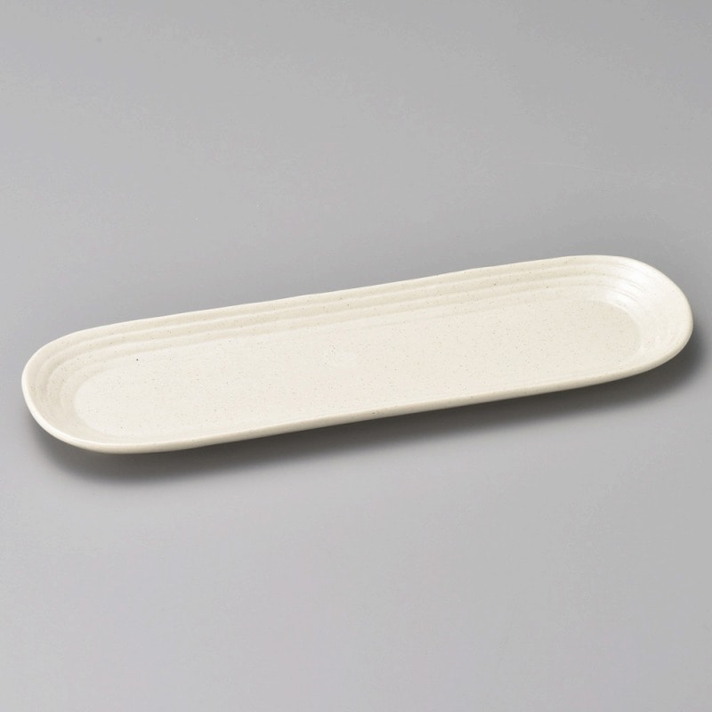 金正陶器 千筋楕円細長皿 粉引 1個(ご注文単位1個)【直送品】