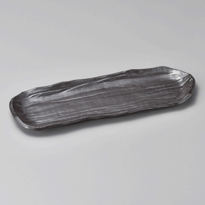 金正陶器 荒そぎ 長角皿 黒 1個(ご注文単位1個)【直送品】