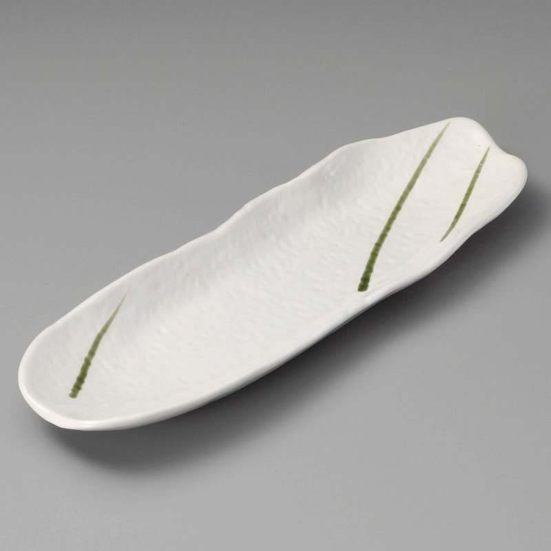 金正陶器 白釉織部流し岩肌長皿 1個(ご注文単位1個)【直送品】