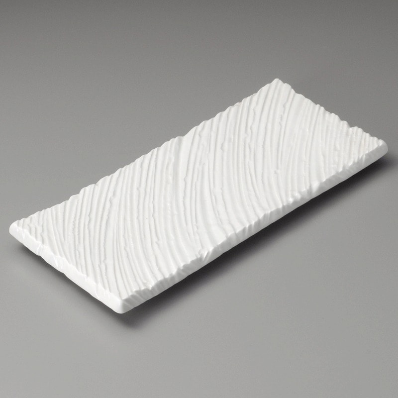 金正陶器 強化白釉しのぎ長角尺皿 1個(ご注文単位1個)【直送品】