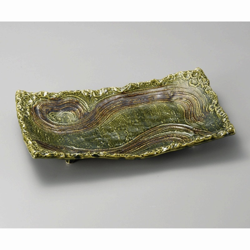 金正陶器 織部12.0四ッ足長角皿 1個(ご注文単位1個)【直送品】