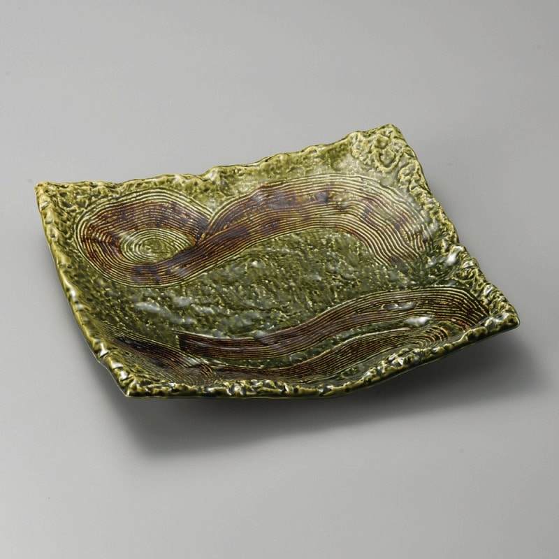 金正陶器 織部8.0四ッ足正角皿 1個(ご注文単位1個)【直送品】