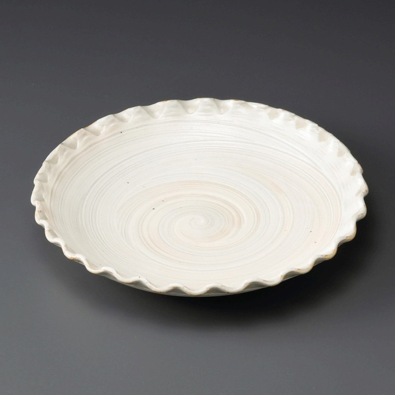 金正陶器 手造粉引刷毛目8.0波渕丸皿 1個(ご注文単位1個)【直送品】