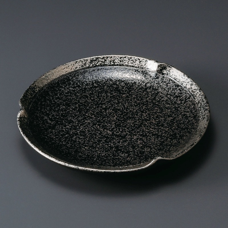 金正陶器 黒ちらし渕銀巻7.0三つ押丸皿 1個(ご注文単位1個)【直送品】
