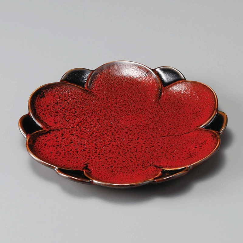 金正陶器 紅ゆず天目花型6.0皿 1個（ご注文単位1個）【直送品】