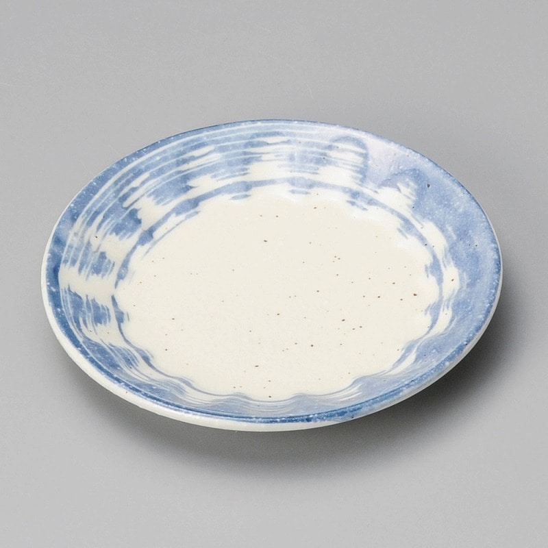 金正陶器 青刷毛目 しのぎ4.5皿 1個(ご注文単位1個)【直送品】