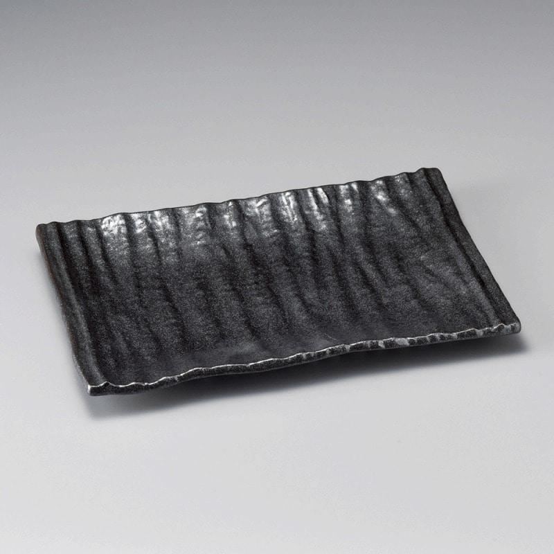 金正陶器 いぶし黒長角大皿 1個（ご注文単位1個）【直送品】