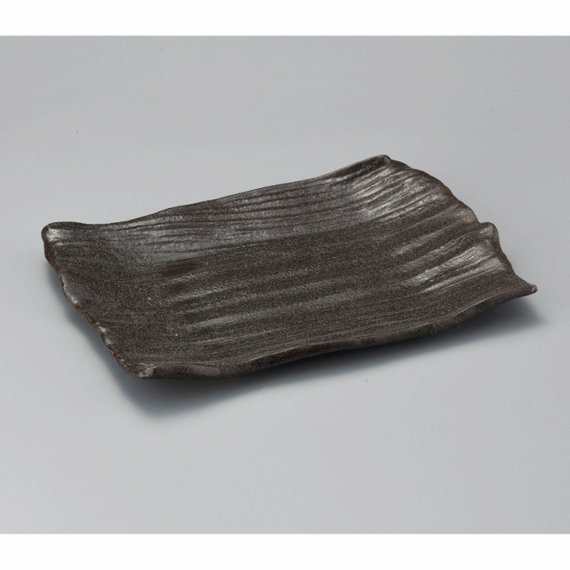 金正陶器 黒いぶし10号長角皿 1個(ご注文単位1個)【直送品】