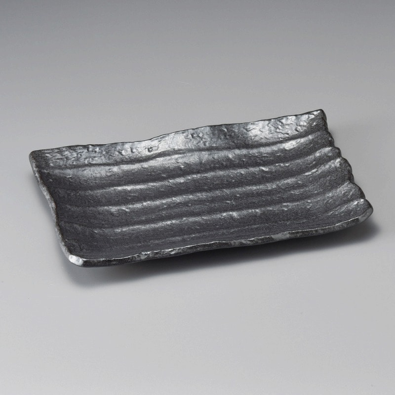 金正陶器 しのぎ黒長角大皿 1個(ご注文単位1個)【直送品】