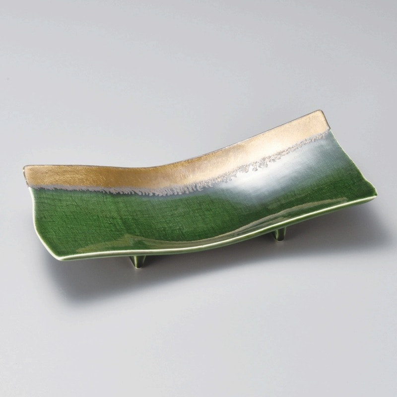 金正陶器 金流し織部カヤメ長皿 1個(ご注文単位1個)【直送品】