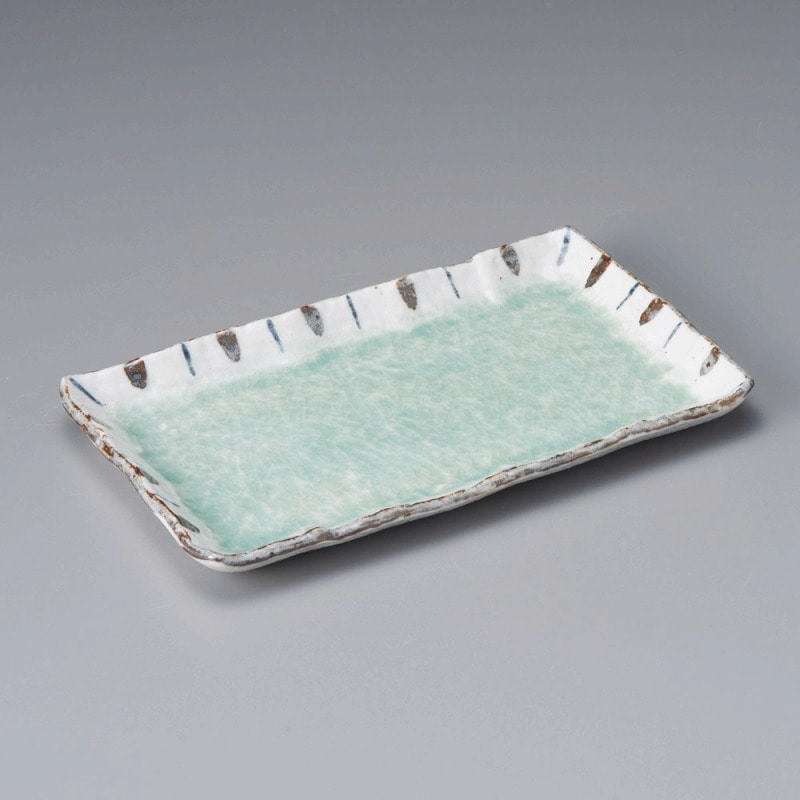 金正陶器 ヒワ釉渕十草9.0長角皿 1個(ご注文単位1個)【直送品】