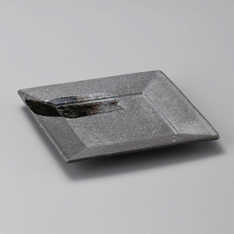 金正陶器 漆ｽｸｴｱ黒21cm角皿 1個（ご注文単位1個）【直送品】