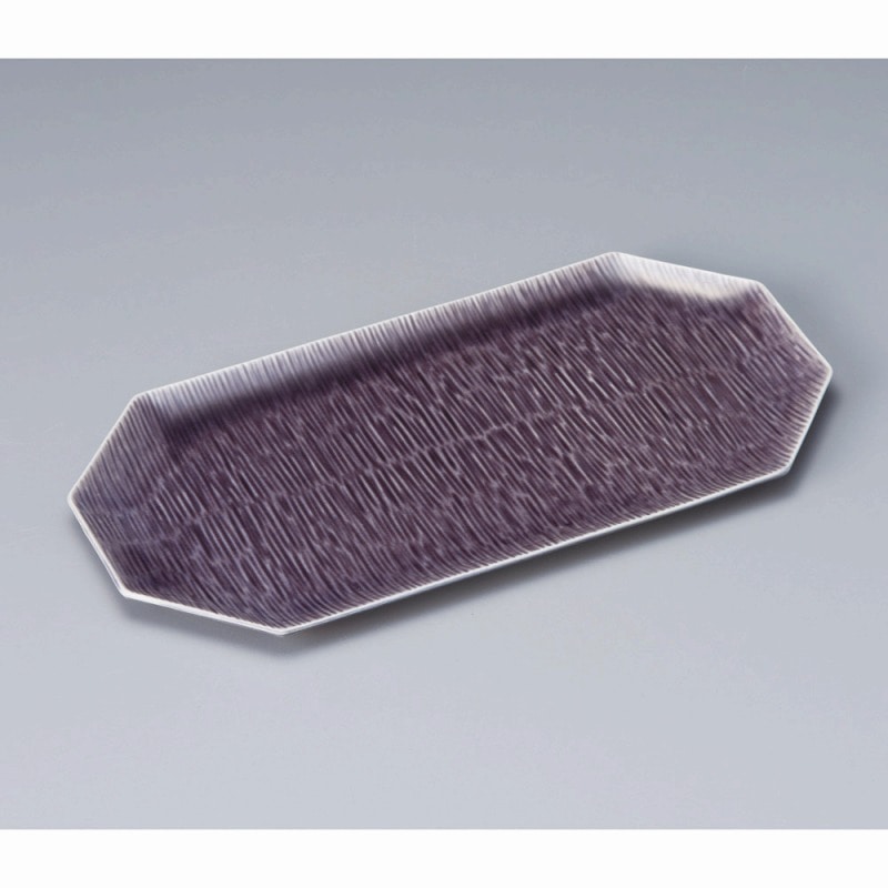 金正陶器 紫釉流水八角長皿 1個（ご注文単位1個）【直送品】
