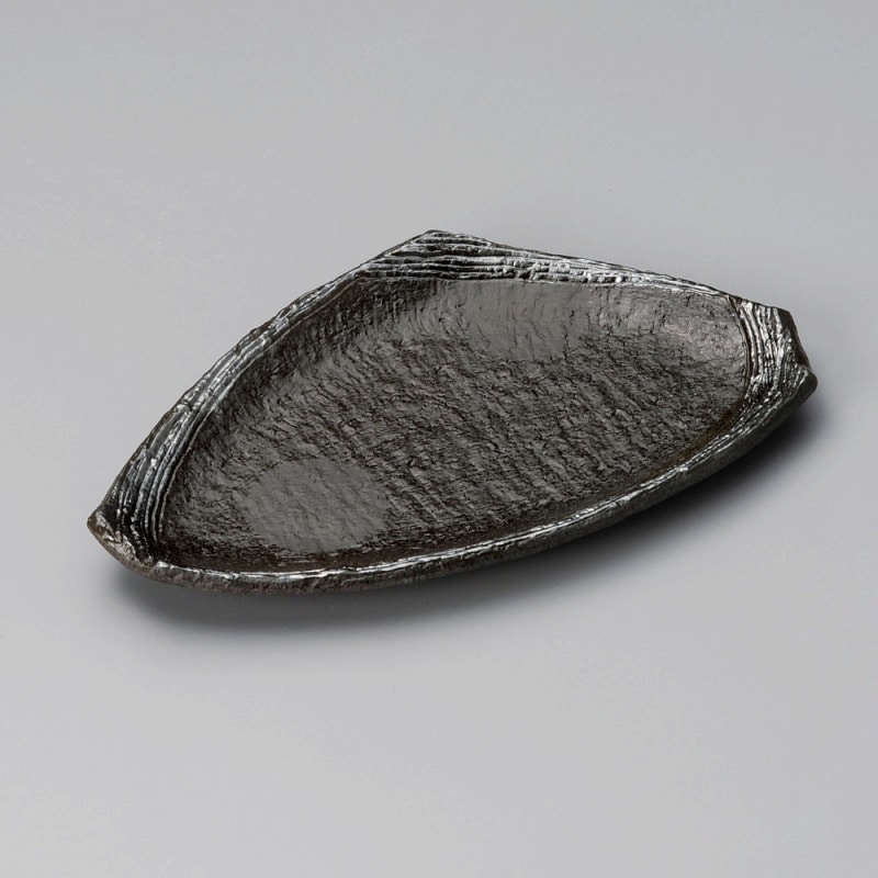 金正陶器 炭化土(ぼたもち)渕プラチナ7.5三角盛皿 1個(ご注文単位1個)【直送品】