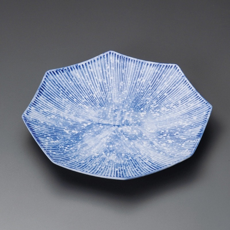 金正陶器 インディコブルーしのぎ八角8.0皿 1個(ご注文単位1個)【直送品】