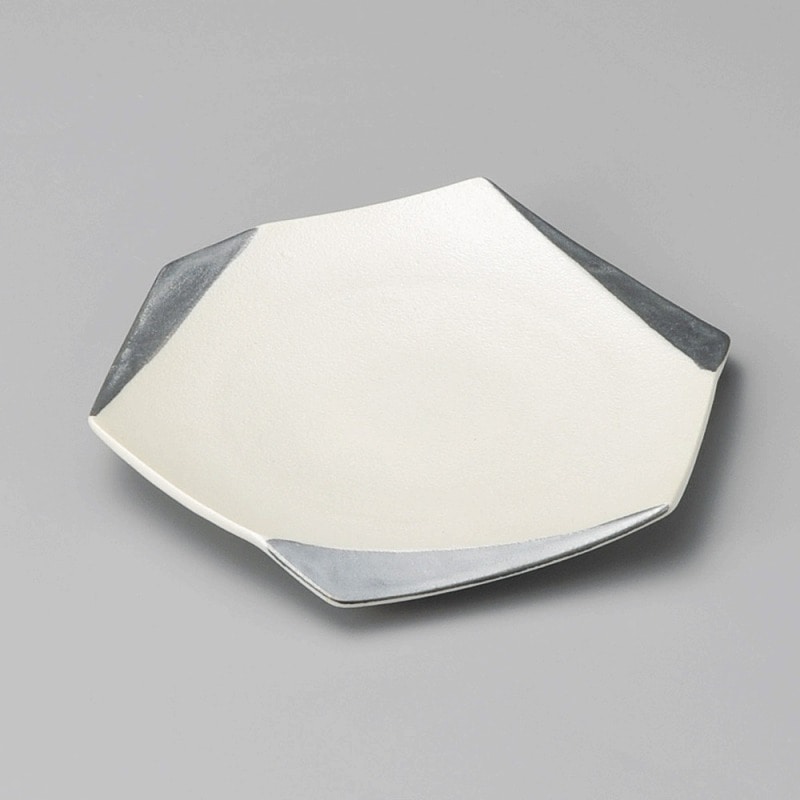 金正陶器 銀彩白吹六角皿 1個（ご注文単位1個）【直送品】