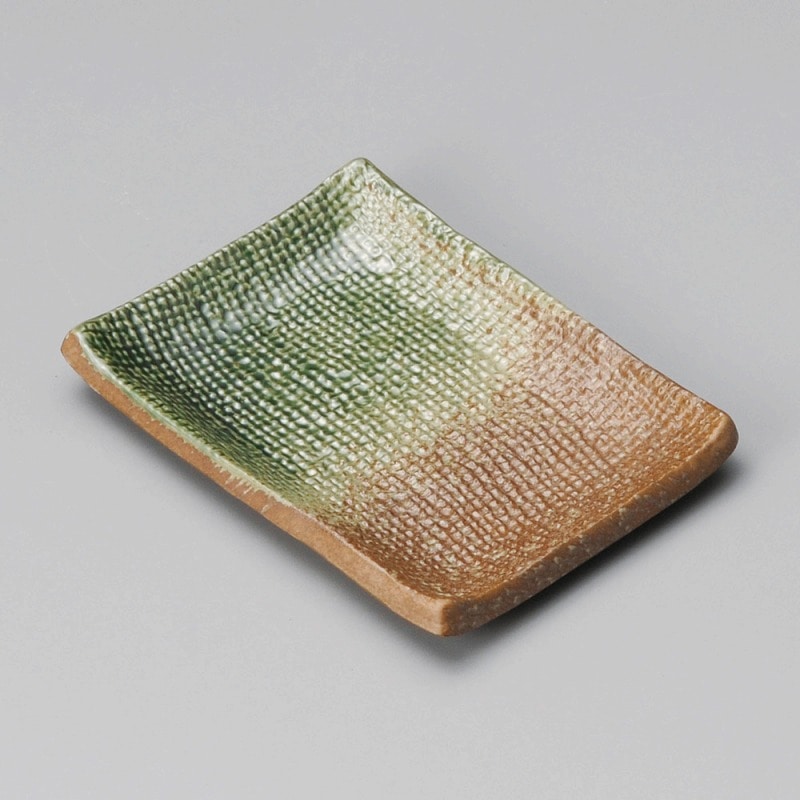 金正陶器 南蛮織部(布目)4.5長角皿 1個(ご注文単位1個)【直送品】